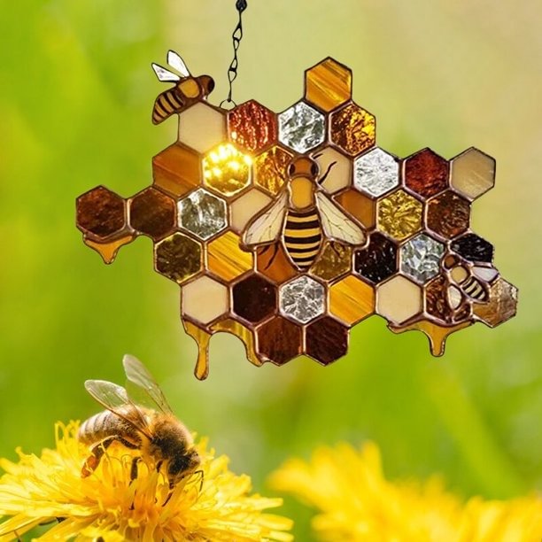 🐝Clear Stained Honeycomb Suncatche - tree - Codlins