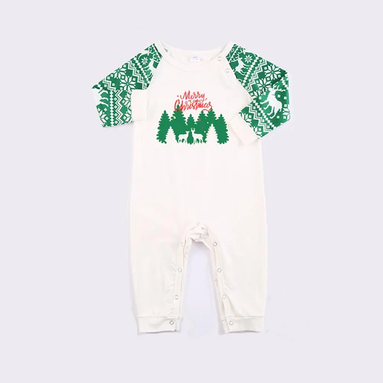 Merry Christmas Green Print Comfy Family Christmas Eve Pajamas