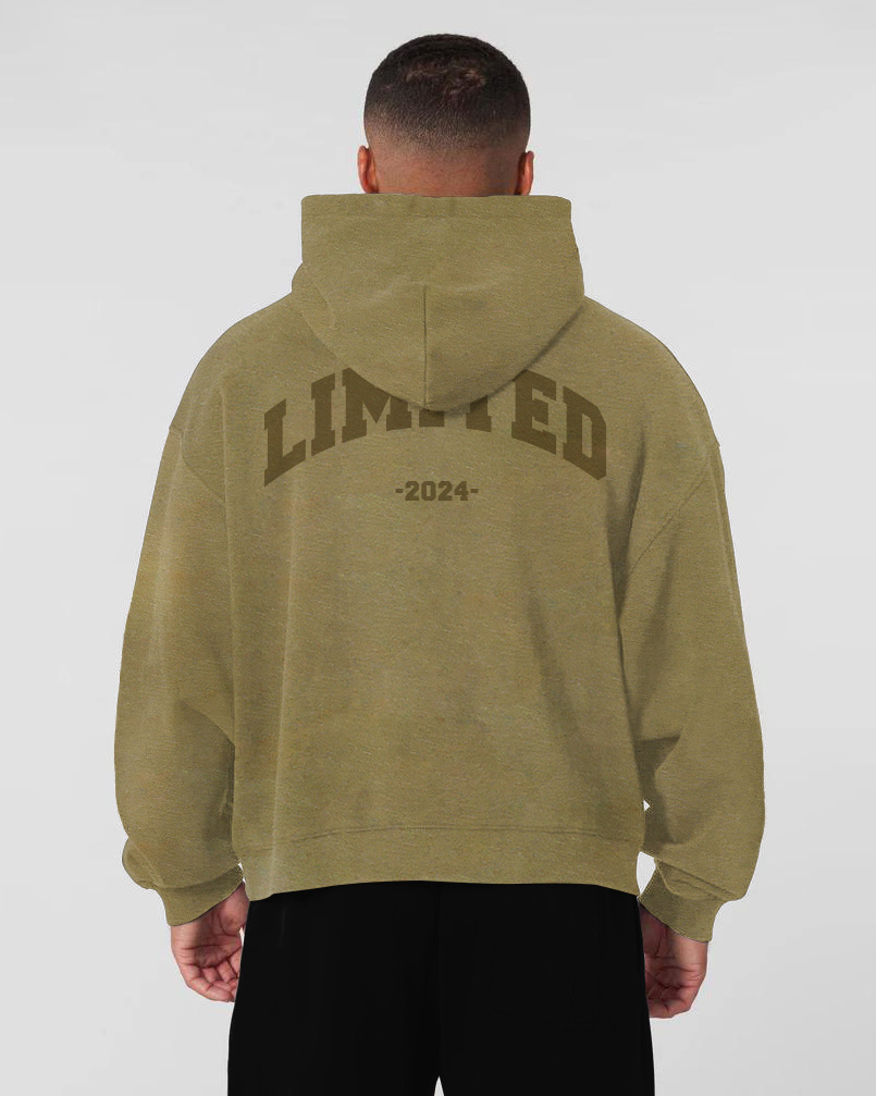 Jacquard Alphabet Print Oversize Cotton Hoodie Front And Back