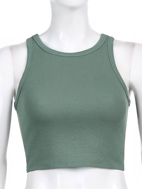 Solid Color Sleeveless Slim Sports Casual Tanks