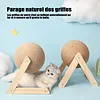 Griffoir Chat en Bois Massif avec Boule &agrave; Rouler Sisal