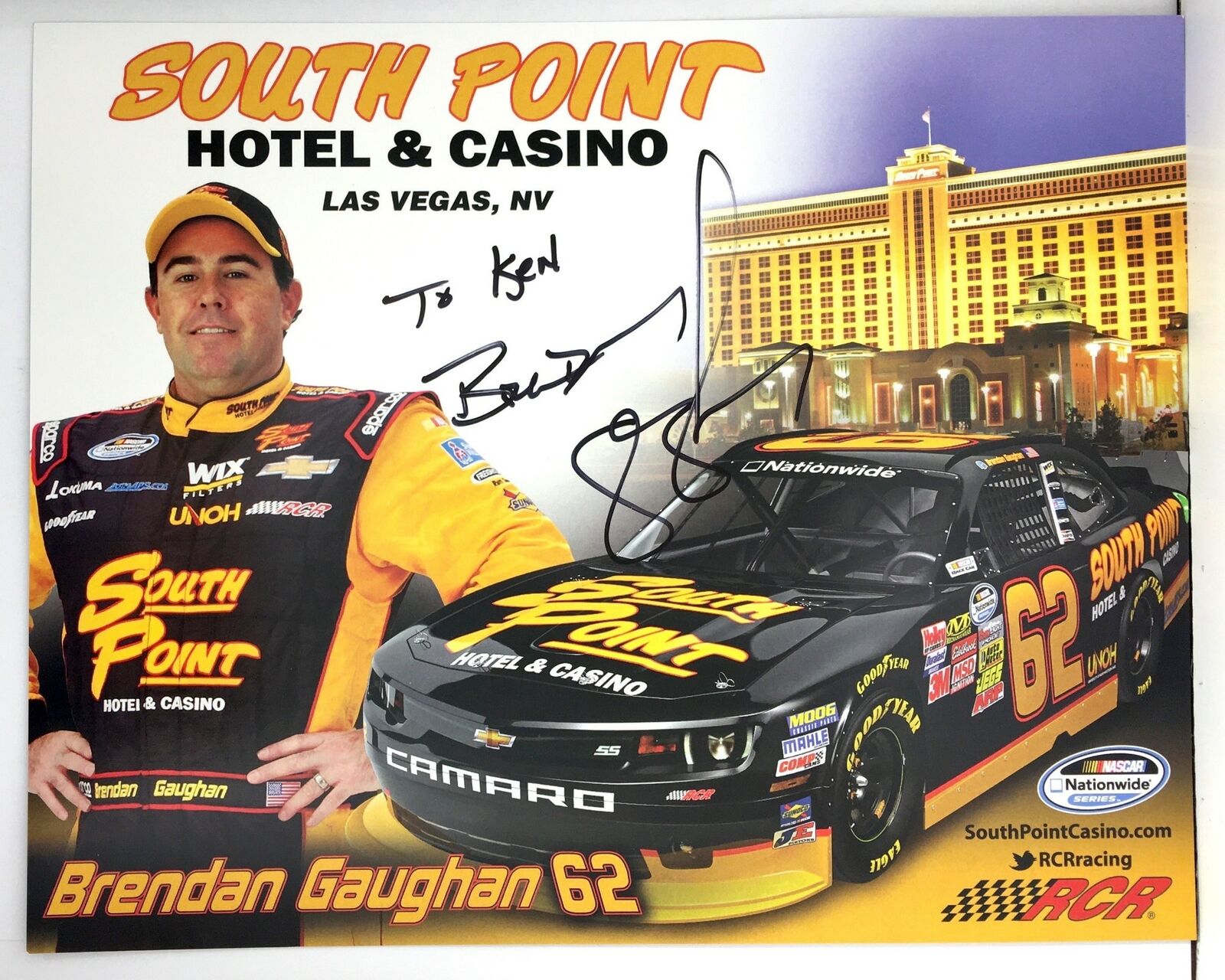 Brendan Gaughan Signed 8x10 Photo Poster painting Promo Hero Card Postcard NASCAR  SHIP Auto