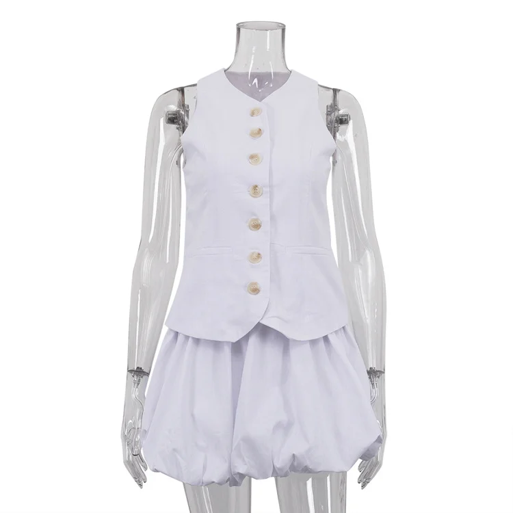 Cotton Vest Bud Skirt Two-piece Set
