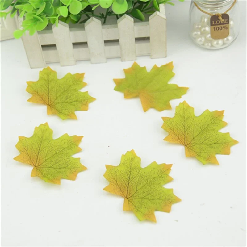 100pcs Artificial Silk Maple Leaves Multicolor Fake Flower Leaf For Wedding Decoration Background Scrapbooking Handcraft accesso