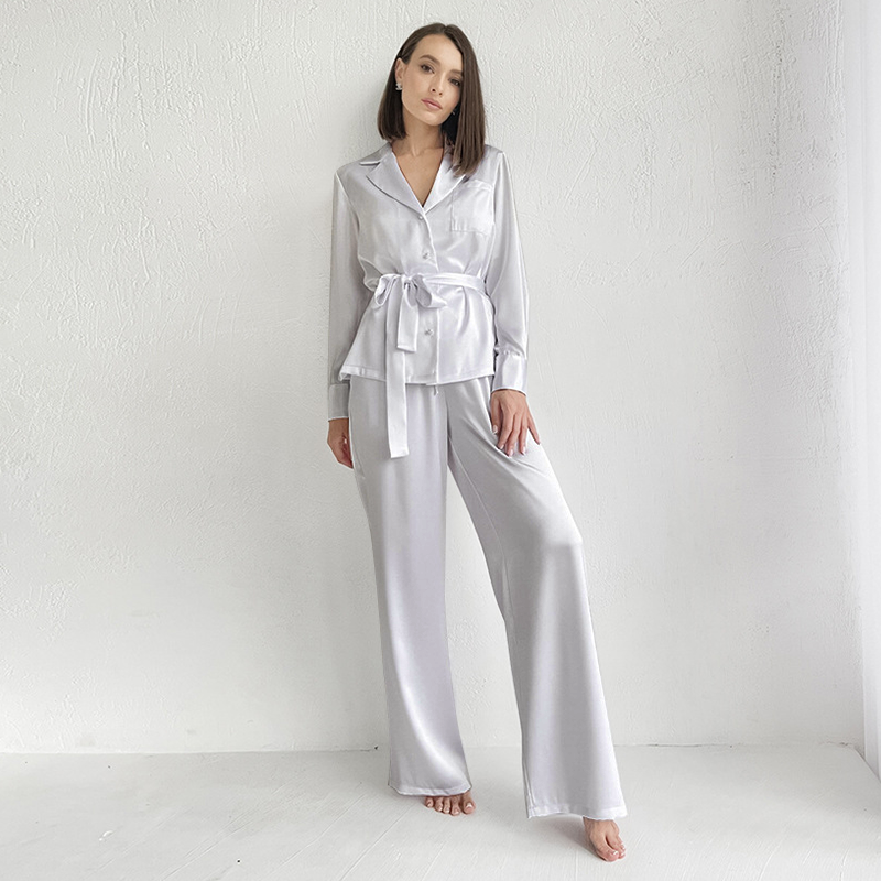 22 Momme Affordable Silk Pajamas Gray Silk Pajamas