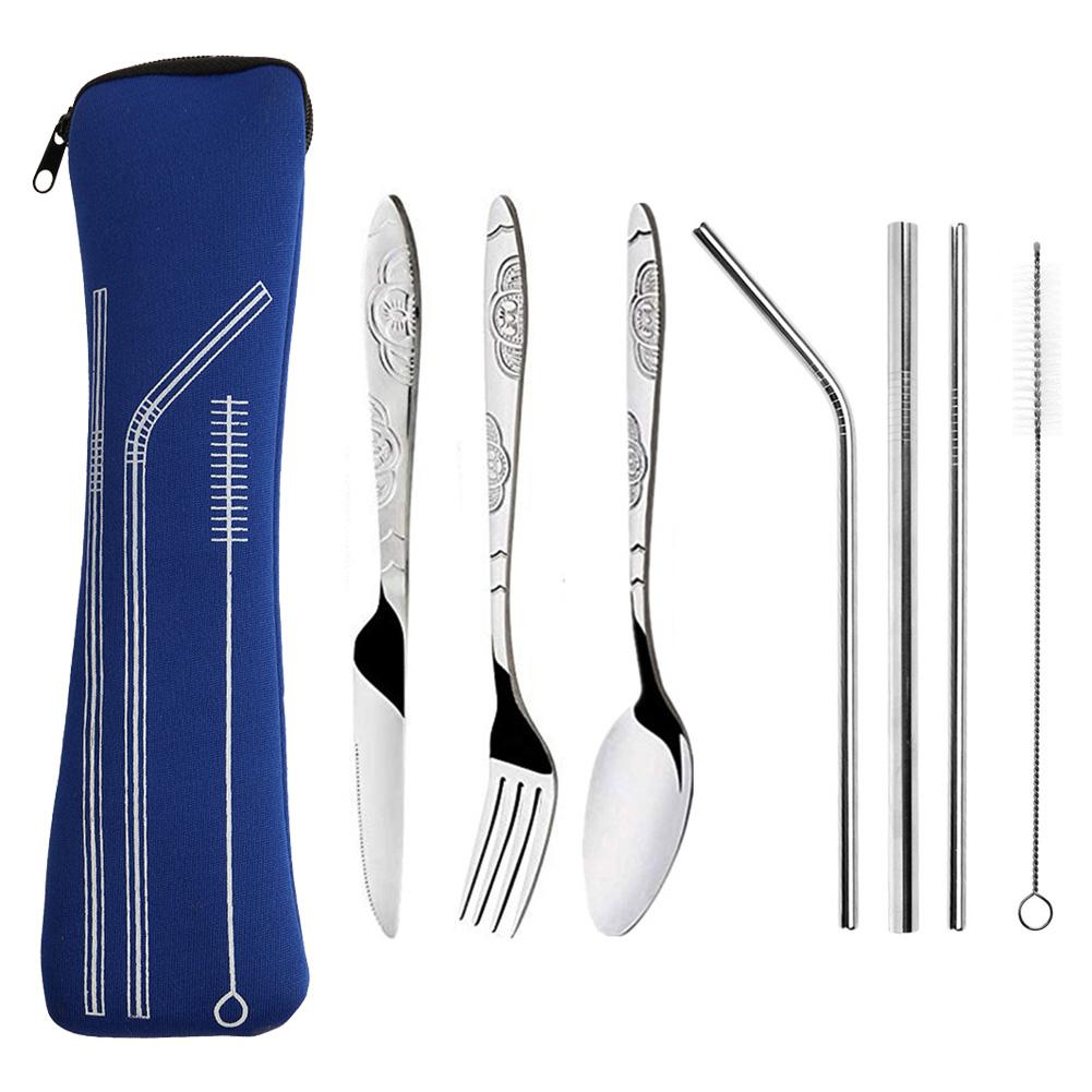 

8pcs Portable Stainless Steel Tableware Dinnerware Travel Camp Cutlery Set, Cutlery set-a, 501 Original