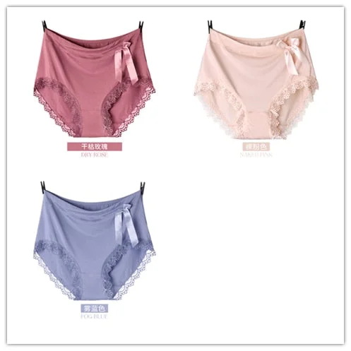 Big Sizes Panties of Large Size Clothing Laces Soft Ladies Plus Size Underwear Women Comfortable Briefs XL-5XL 3 Pieces