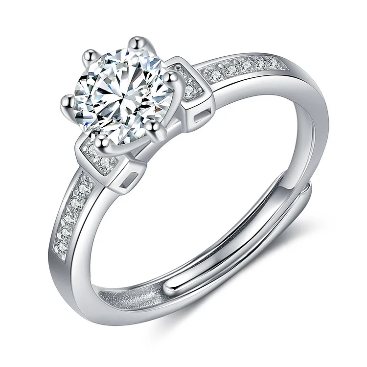 Moissanite Ring Classic Round Cut Engagement Rings Solitaire Ring with CZ Stones