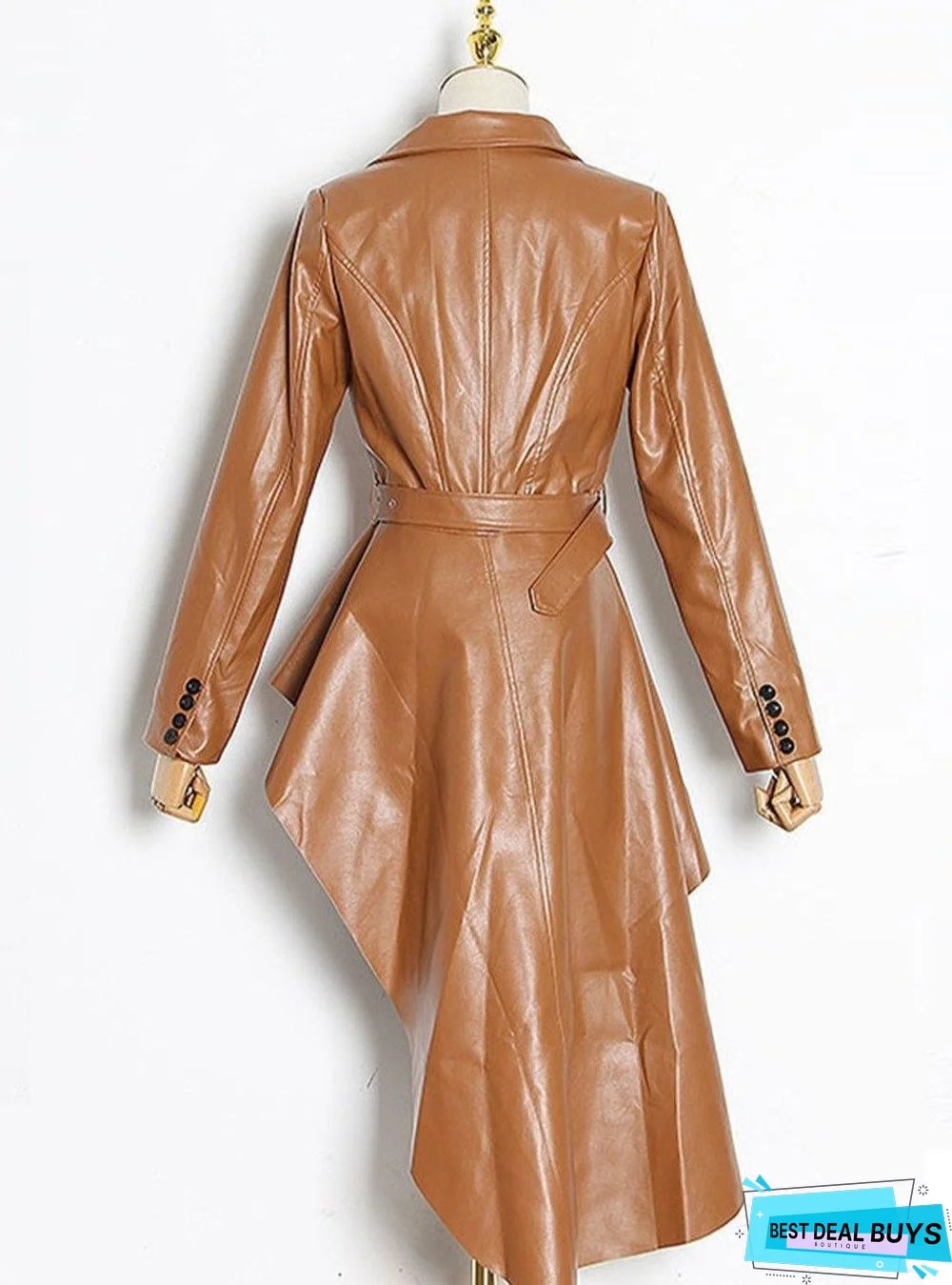 Belted Pu Leather Jacket