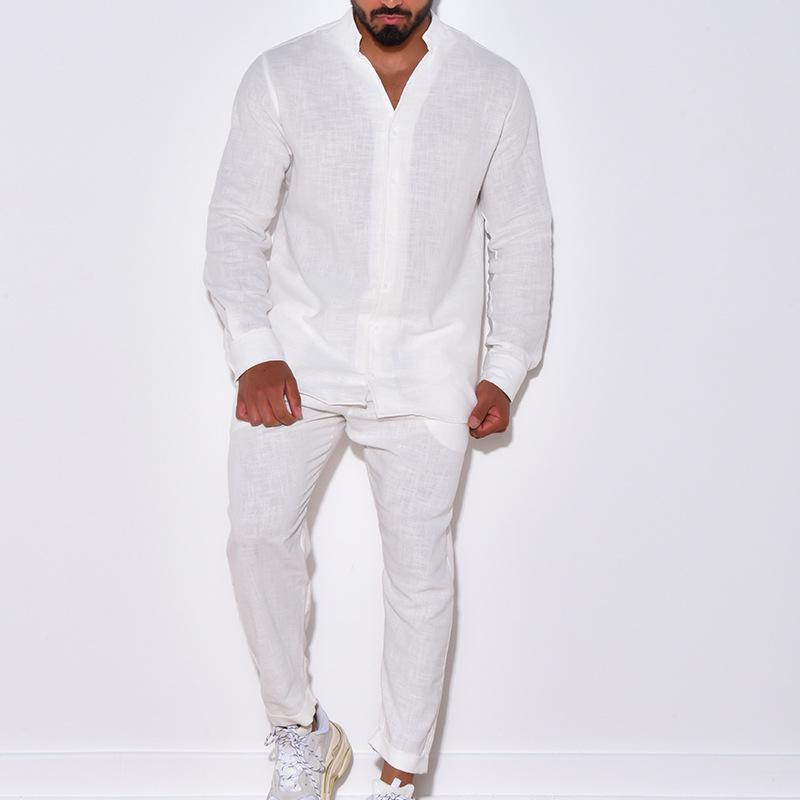 Men's Linen Long -sleeved Holiday Set 36887340X