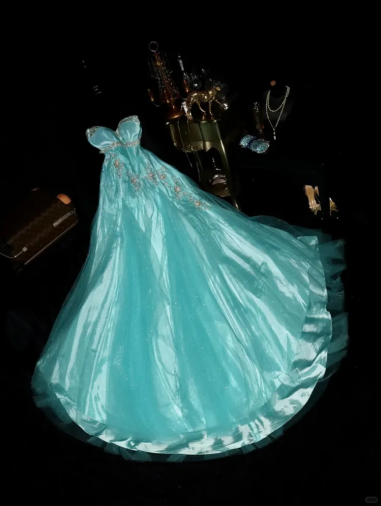 A Line Strapless Long Prom Party Dresses Unique Evening Dress
