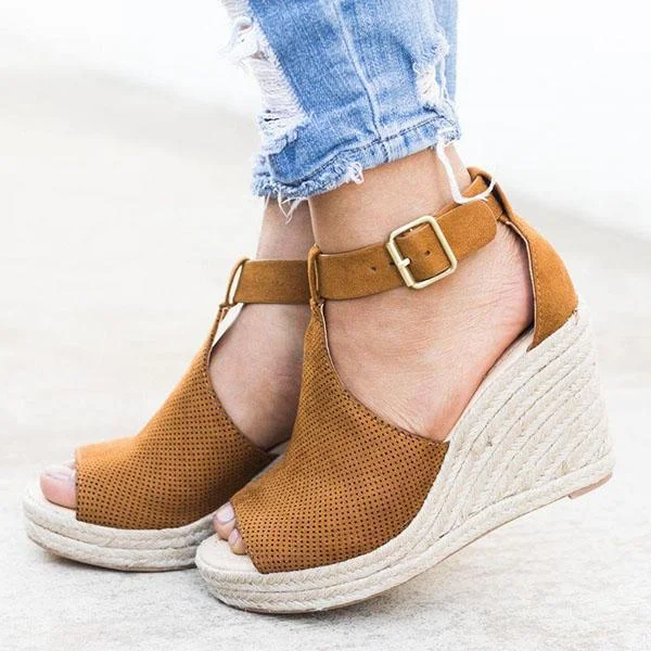 Wedges Adjustable Buckle Sandals