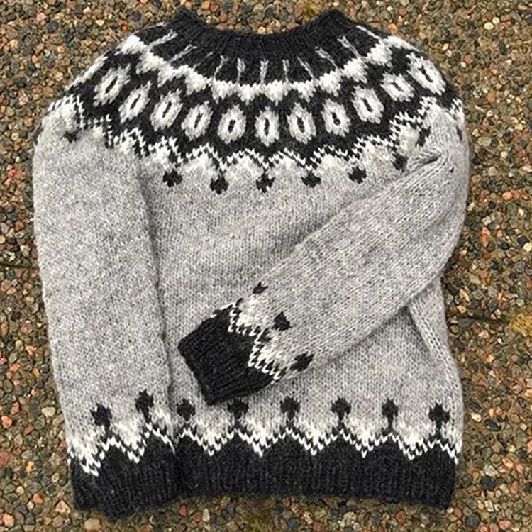Comstylish Icelandic Vintage Warmth Knit Jacquard Crew Neck Sweater（Unisex）
