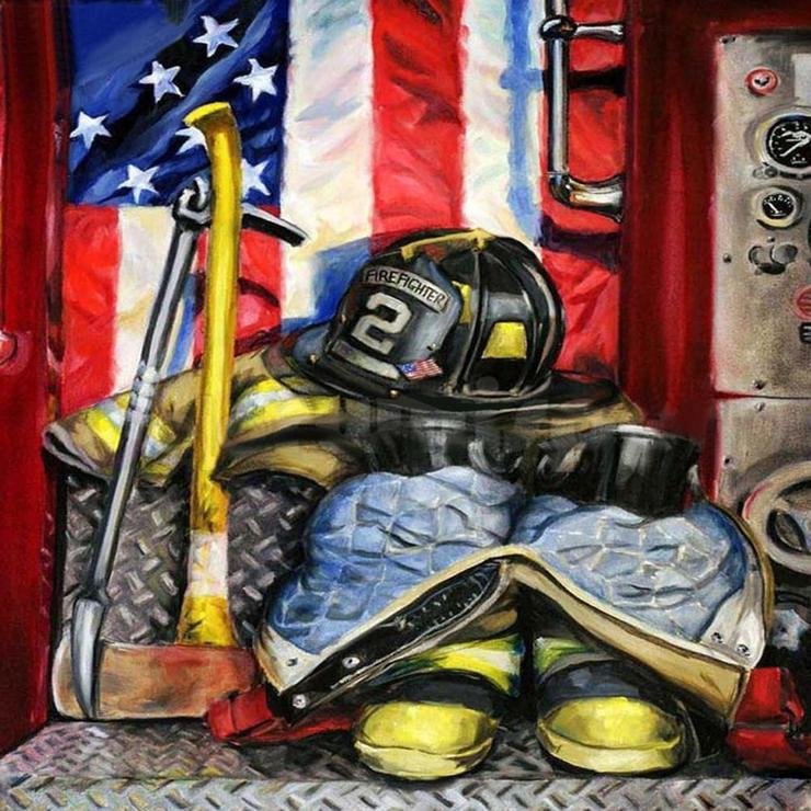 Full Round Diamond Painting Firefighter Fireman (30*30cm)