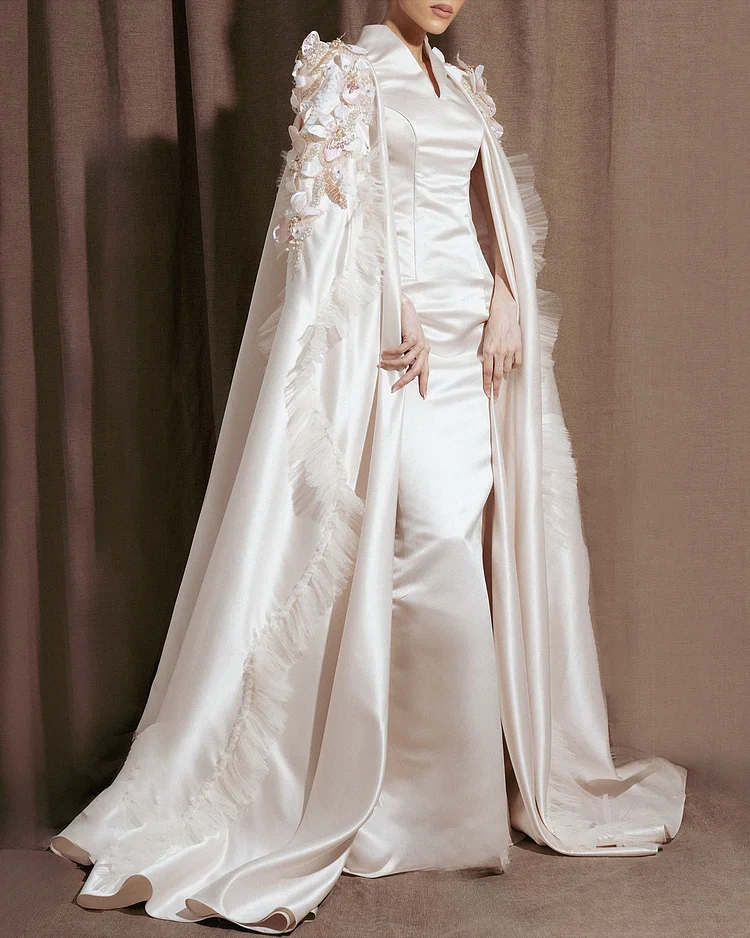 Women's V-neck shawl mesh Dress