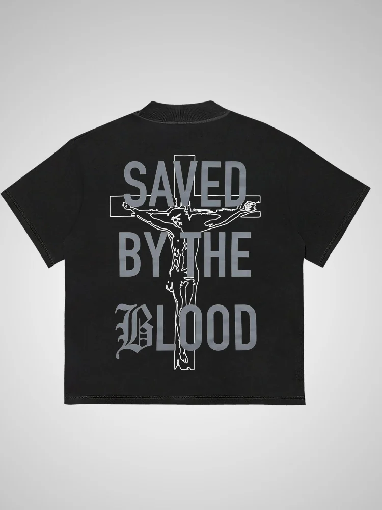 Saved By Blood Round Neck Pure Cotton T-shirt
