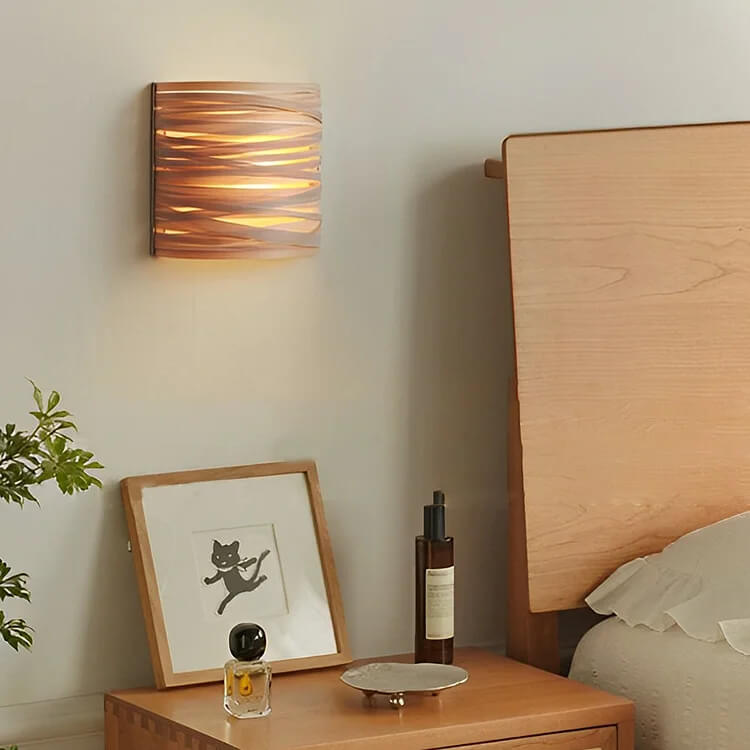 Semi-Cylindrical Handmade Wood Decorative Modern Wall Light