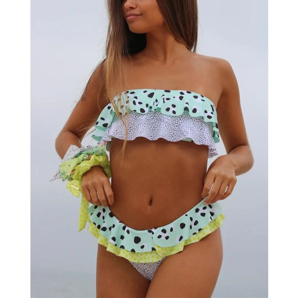 2021 New Sexy Bikini Women Swimwear Push Up Swimsuit Ruffle Bikini Bathing Suit Biquinis Summer Beach Wear Female