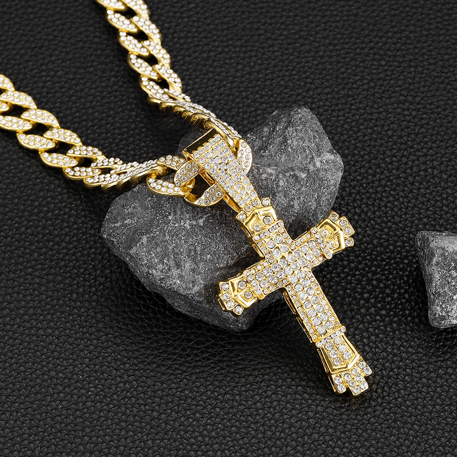 Trendy Hip Hop Cross Pendant Diamond Necklace - SOPULA
