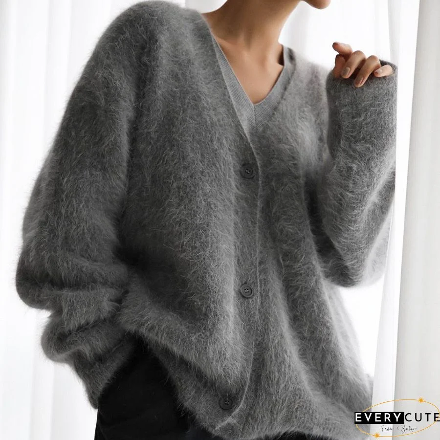 Women's Fashion Furry Loose Pocket Cardigan Coat