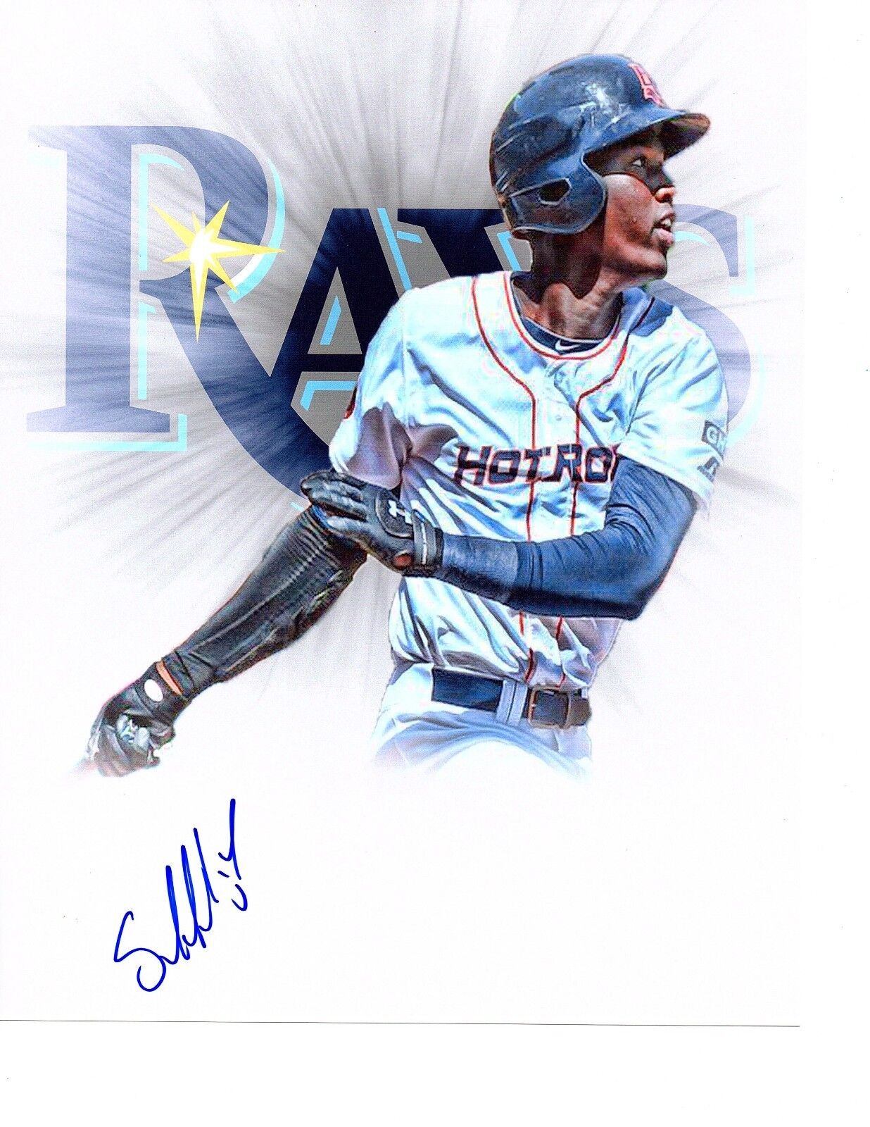 Jesus Sanchez Tampa Bay Rays top prospect Signed 8x10 Photo Poster painting Autographed Hot Rod#