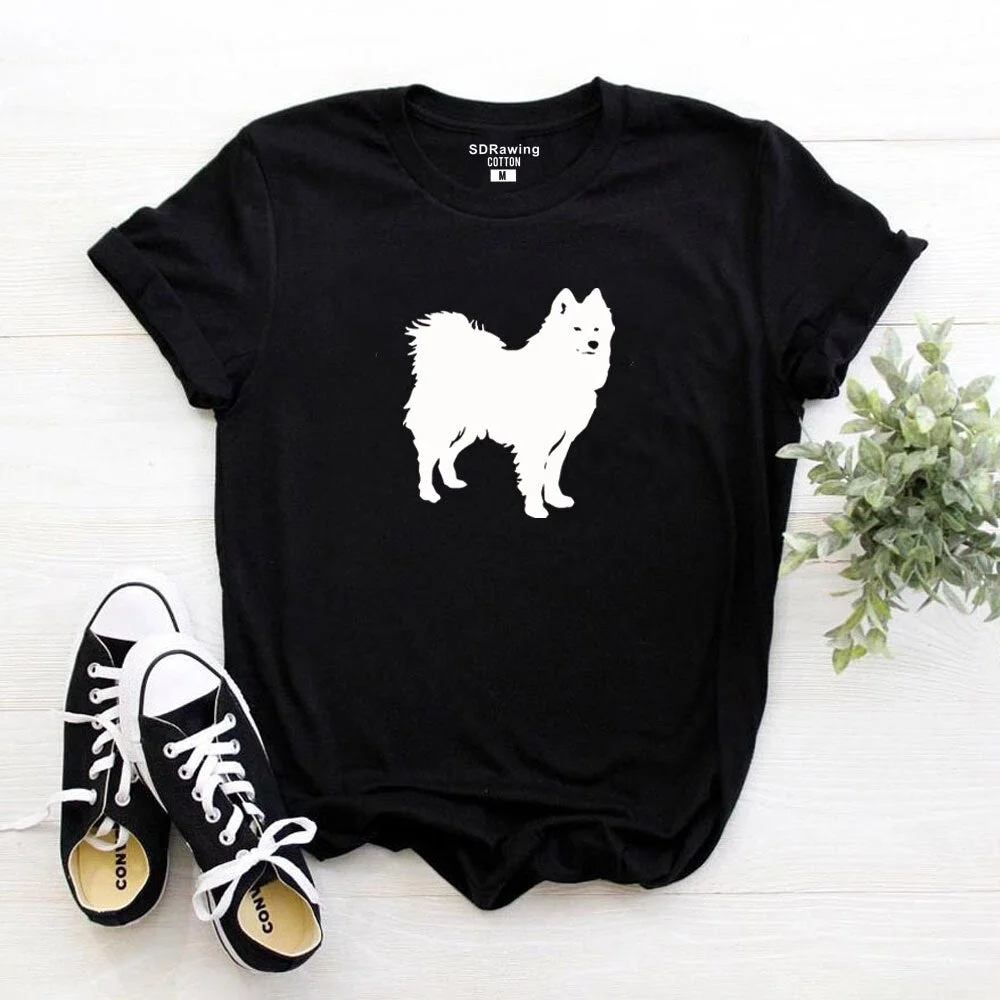 HarajukuFunny cute Samoyed print Harajuku cotton t shirt for women dog lover Graphic Tees summer tops hipster plus size