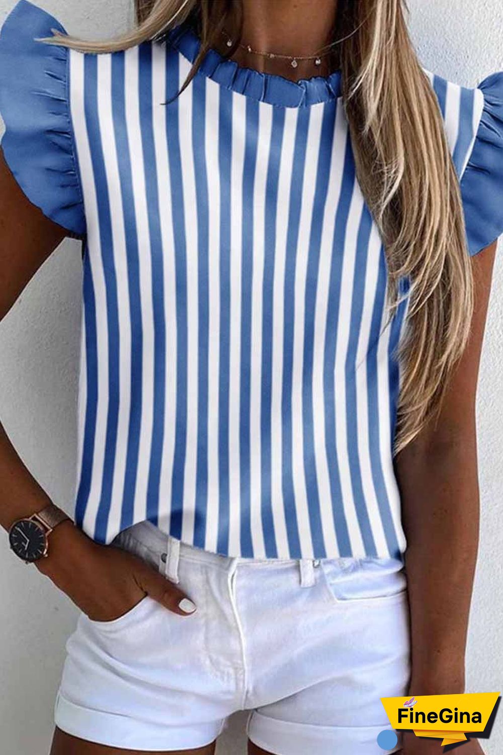 O Neck Loose Ruffled Tops