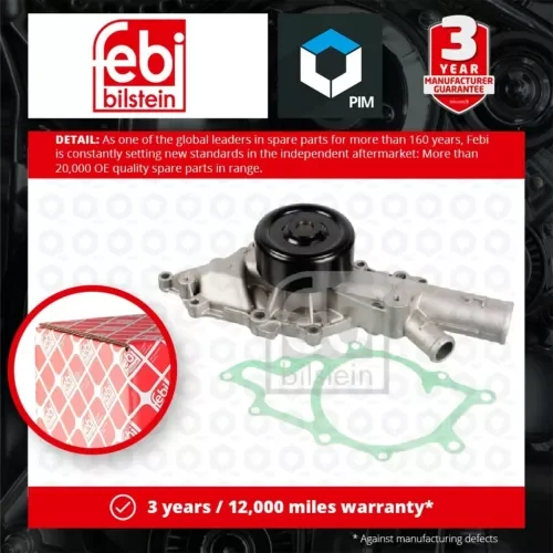 Dronehint Water Pump fits MERCEDES C220 2.1D 06 to 08 Coolant A6462000301 6462000301 Febi Parts