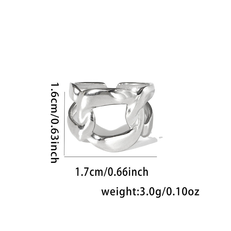 Casual Minimalist Leaf Titanium Steel Plating Open Rings