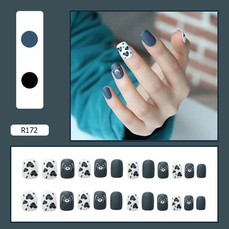 24pcs Multi-type Wear Short Paragraph Long Paragraph Fashion Manicure False Nails Full Cover Wearable Coffin Fake Nail Ballerina-Nail Inspo