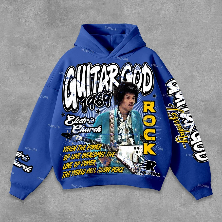 Sopula Jimi Hendrix Art 1969 Guitar God Graphics Hoodie