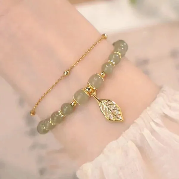 Hetian Jade Gold Leaf Bracelet ( No box )