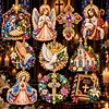 10pcs/set DIY Rhinestone Diamond Special Shape Pearl Art Hanging Acrylic DIY Double-sided Printed Christmas Tree Ornament Kit