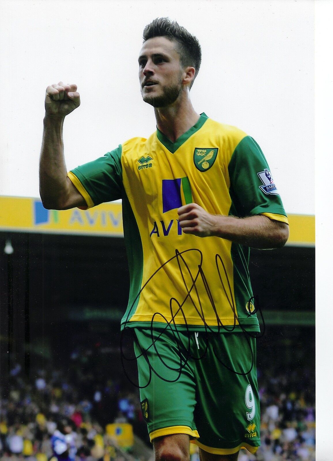 Ricky van Wolfswinkel Signed Norwich City 2013/14 12X8 Celebration Photo Poster painting (1601)