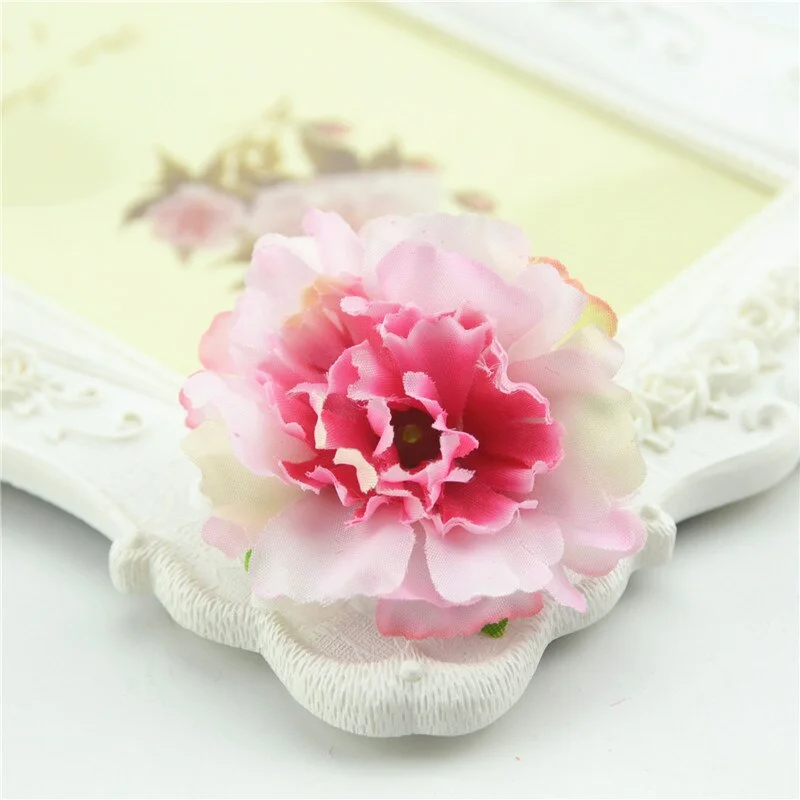 10pcs Cheap 4.5cm Mini Artificial Silk Flower Heads European Fall Vivid Peony For Wedding Home Decoration Chrismas Gift Crafts
