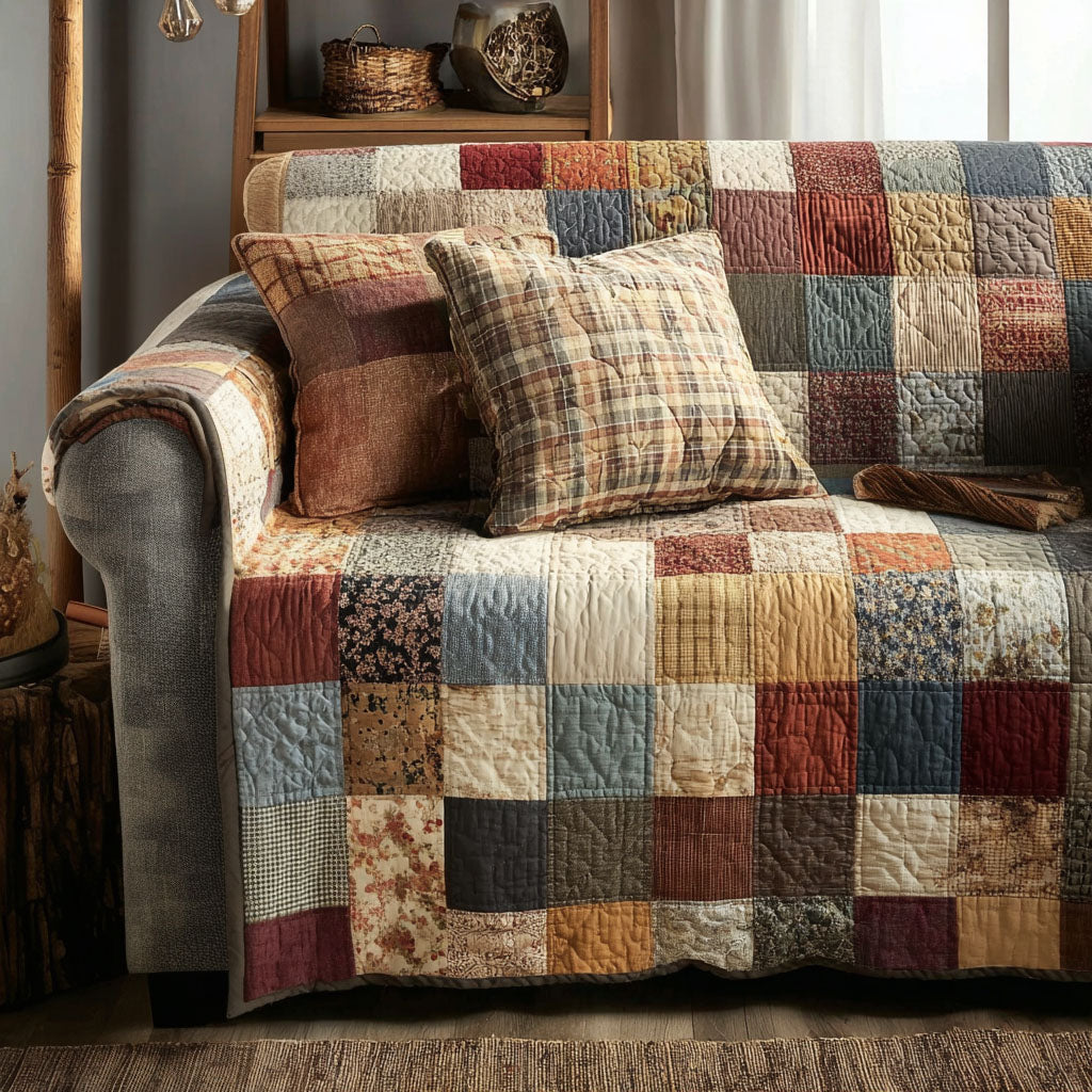 Rustic Harmony Quilted Sofa Cover NCU0NT12152 everthome