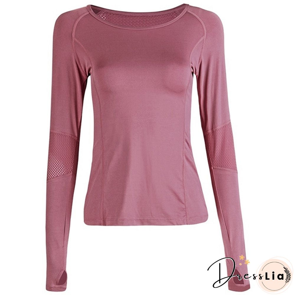 Women Mesh Hollow Out Yoga Top Full Sleeve Sport Shirt Quick Dry Fitness Clothing Gym Running Jogging Shirts Slim Activewear