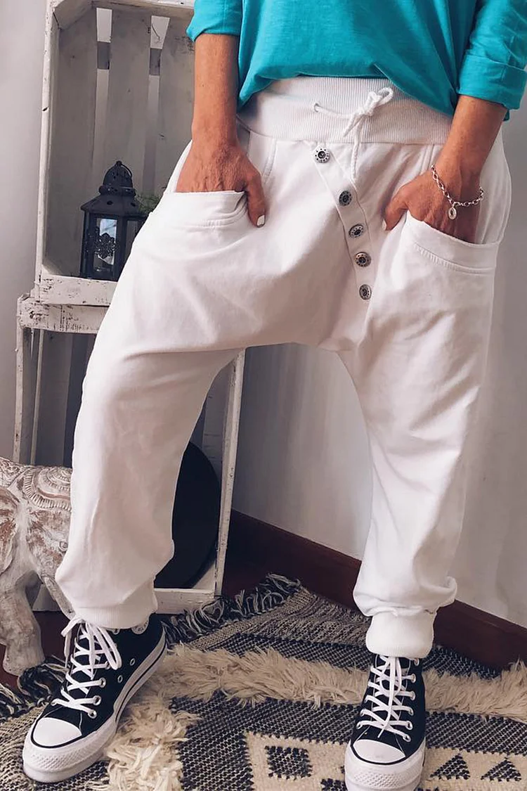 Solid Drawstring Pants