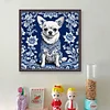 Blue And White Porcelain-Chihuahua-11CT Stamped Cross Stitch 40*40cm/15.75*15.75in