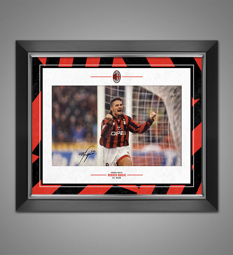 Roberto Baggio Signed & Framed 12X8 Photo Poster painting A.C. Milan Genuine Signature AFTAL COA