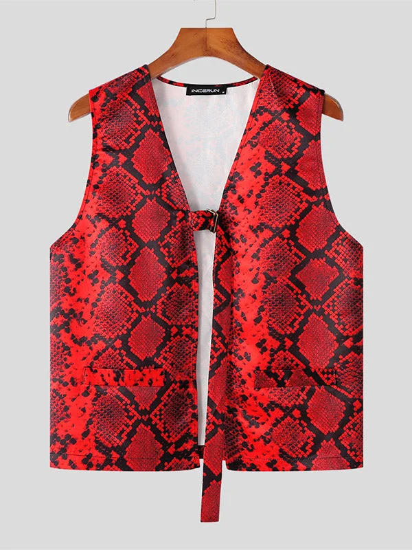 Aonga - Mens Snake Print Sleeveless Vest Waistcoat J aonga