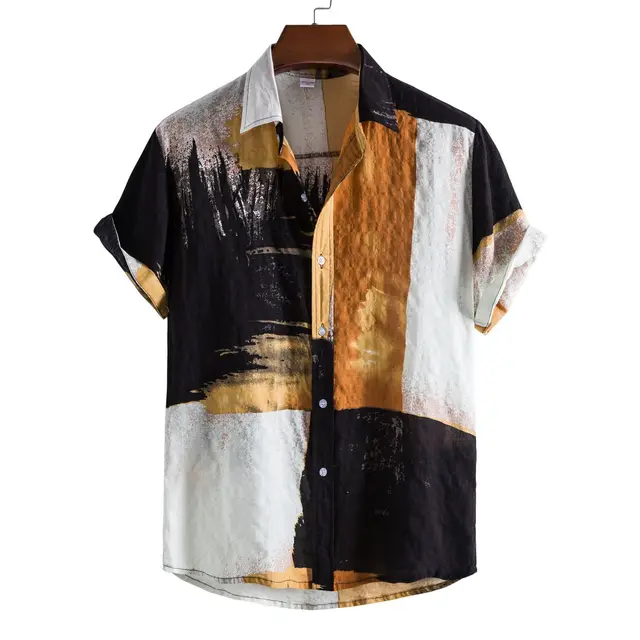 Geswet Hawaii Overs ize Shirts Cotton Men Designer Luxury T-Shirt Tiki T-Shirts Man shipping free Fashion Clothing Blouses social