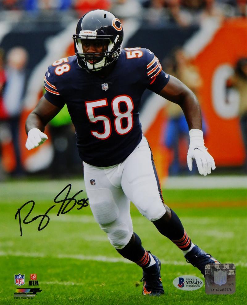 Roquan Smith Autographed Chicago Bears 8x10 Running *Sig Left PF Photo Poster painting- Beckett