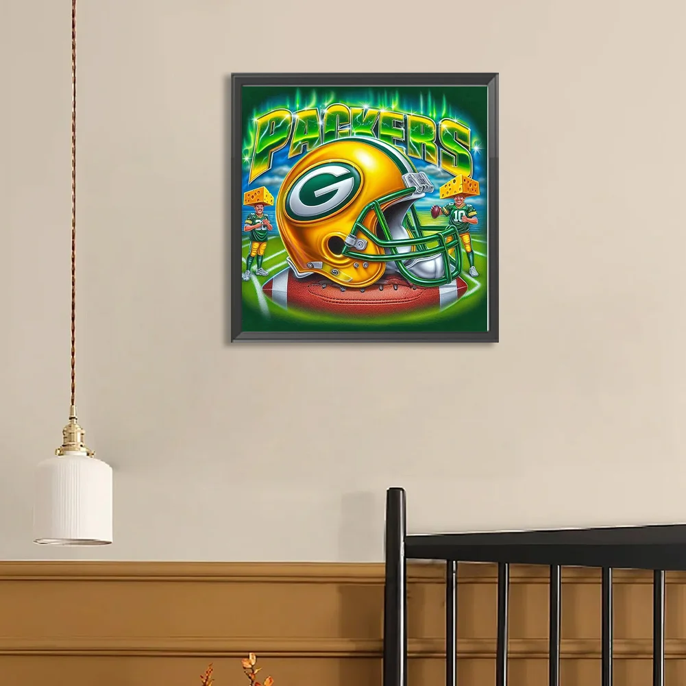 Diamond Painting - Full Round Drill - Green Bay Packers Helmet(Canvas|40*40cm)