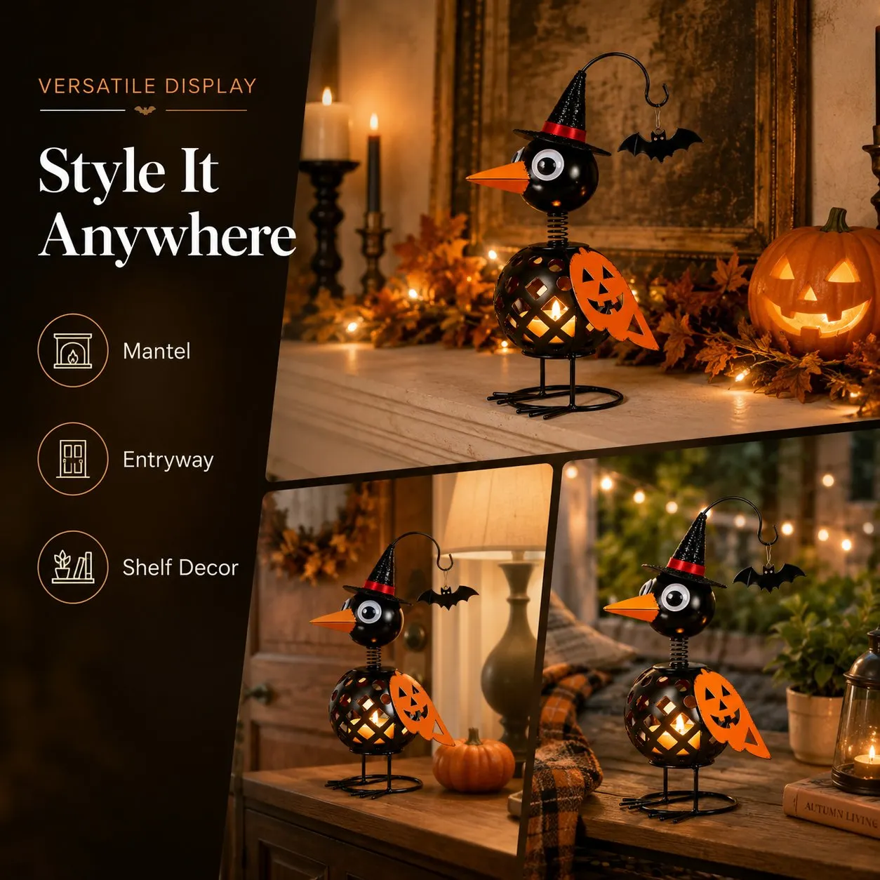 Halloween Crow Decor for Mantel Shelf and Porch