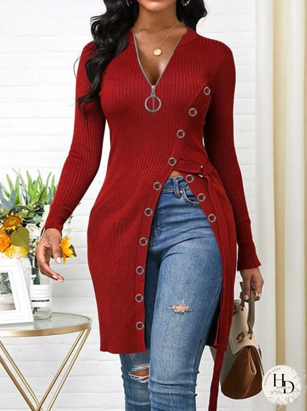 Plain V Neck Tops