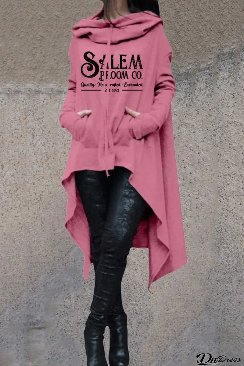 Fashion Print Irregular Long Sleeve Sweatshirt