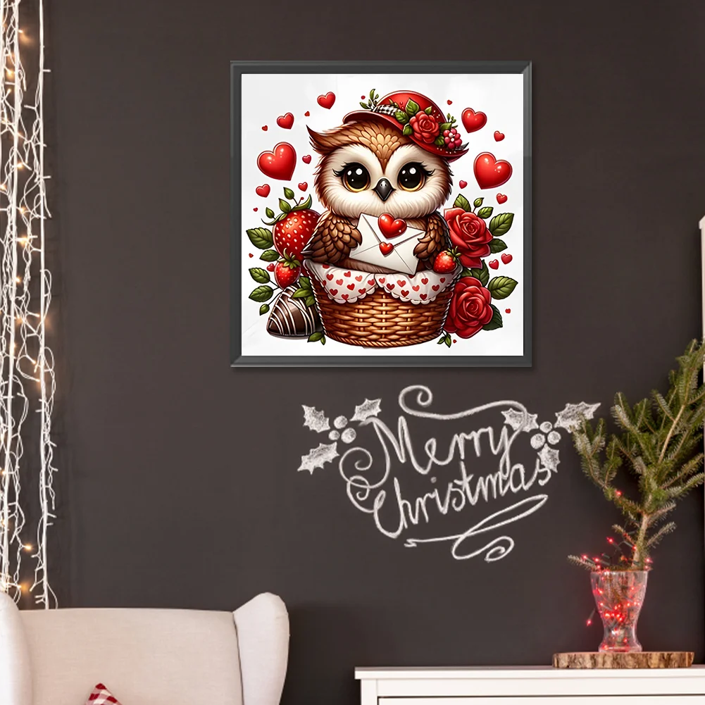 Diamond Painting - Full Round Drill - Love Owl(Canvas|30*30cm)