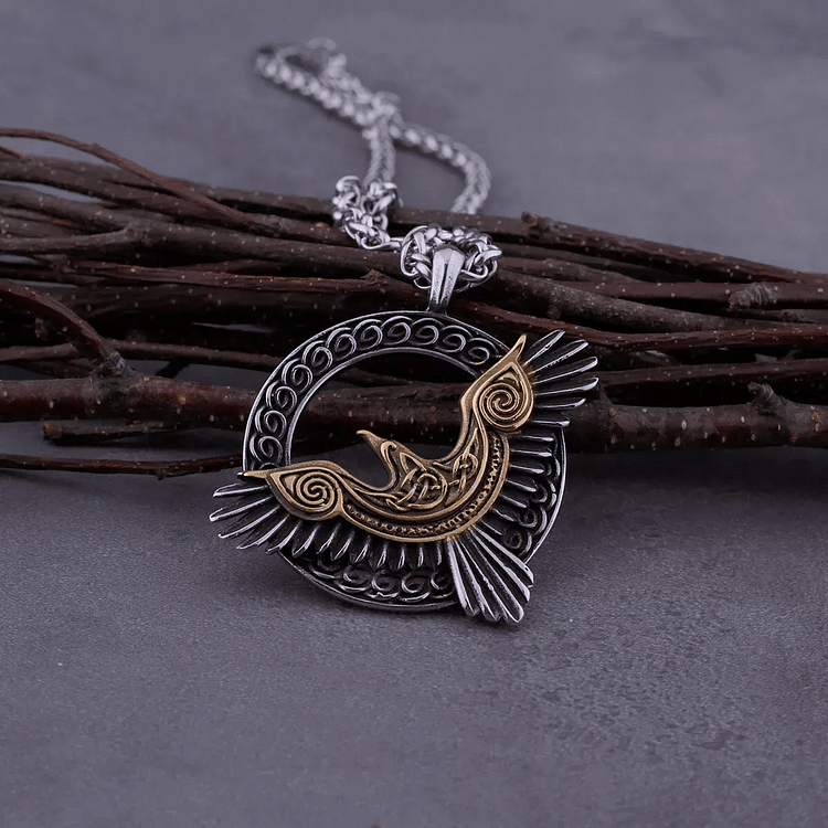 Coutureaura Pendant With Tone Viking Raven Design Necklace