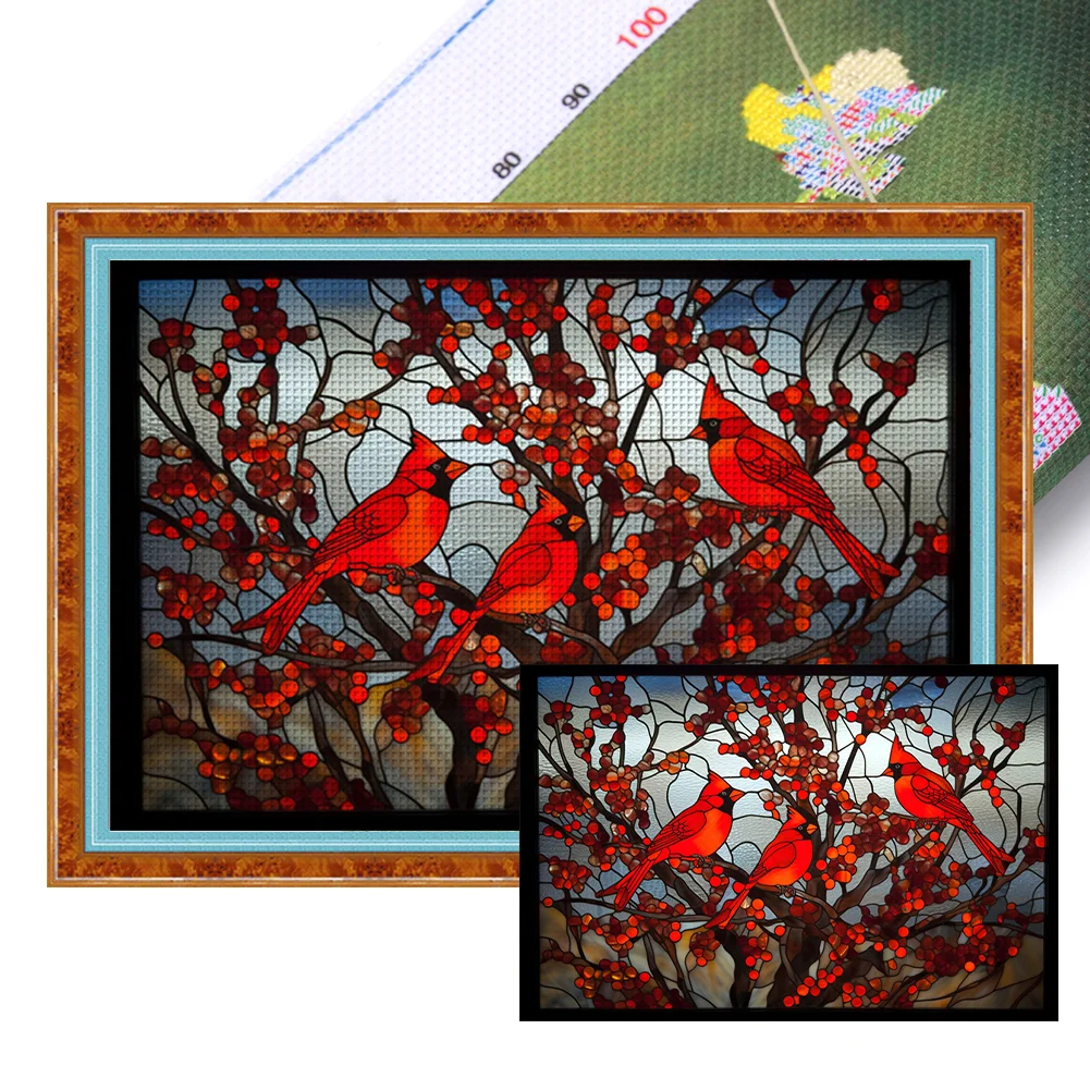 Diamond Painting Cardinal Glass Painting 006, Full Image - Painting